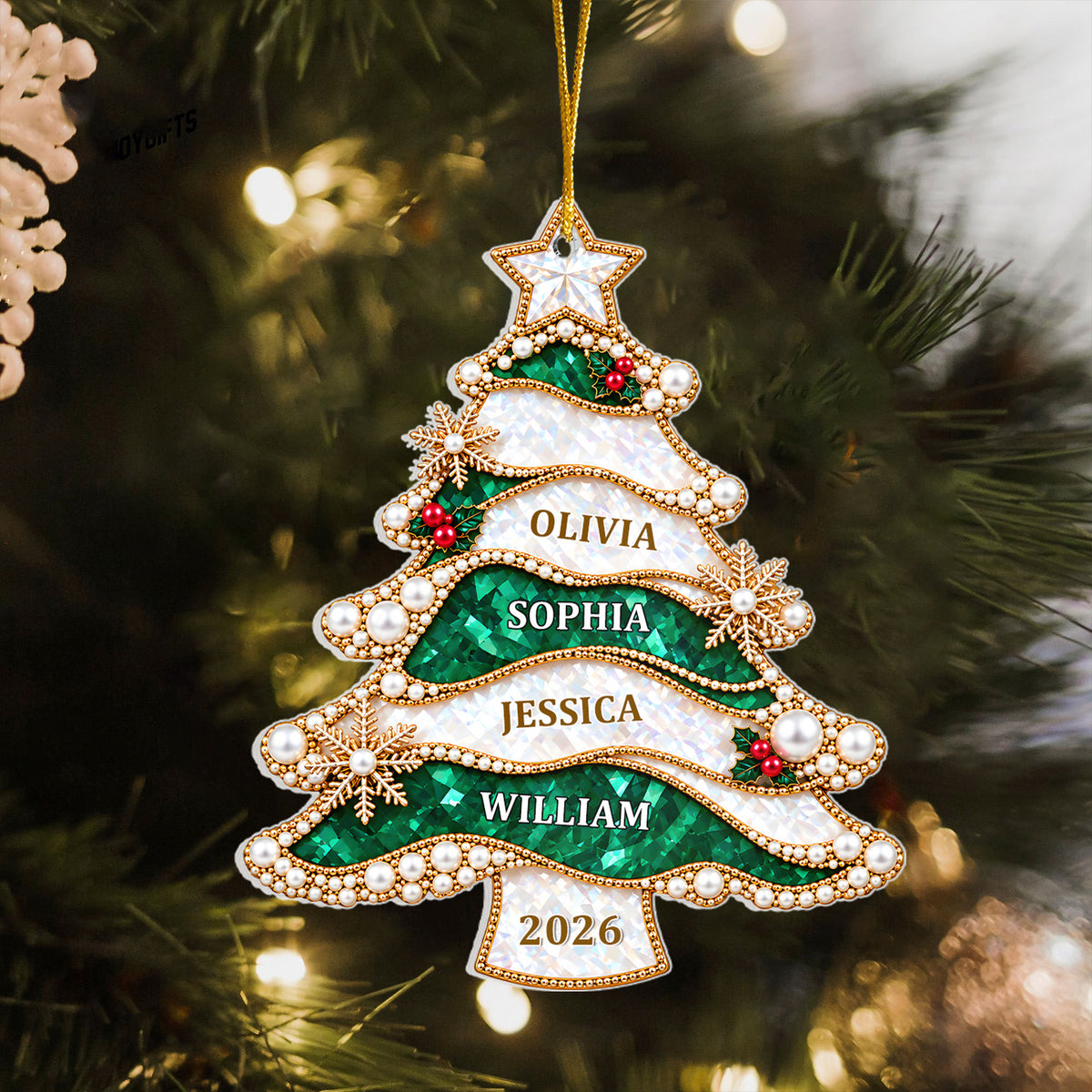 Our Christmas Tree - Personalized Ornament, Custom Multiple Names &amp; Year, 2026 Family Christmas Keepsake