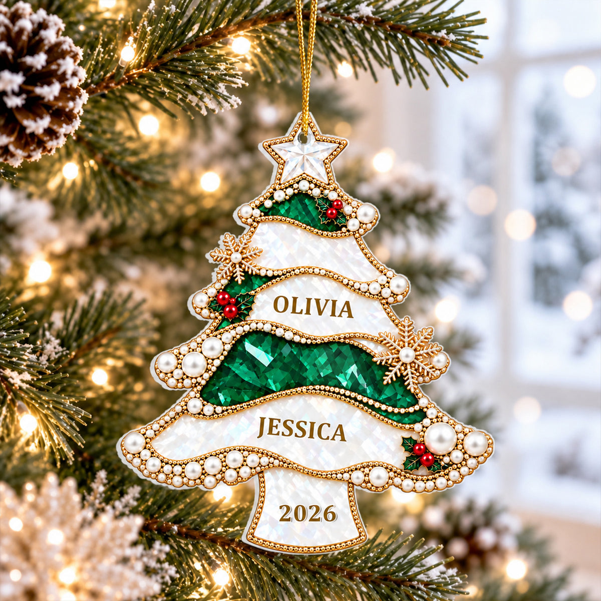 Our Christmas Tree - Personalized Ornament, Custom Multiple Names &amp; Year, 2026 Family Christmas Keepsake
