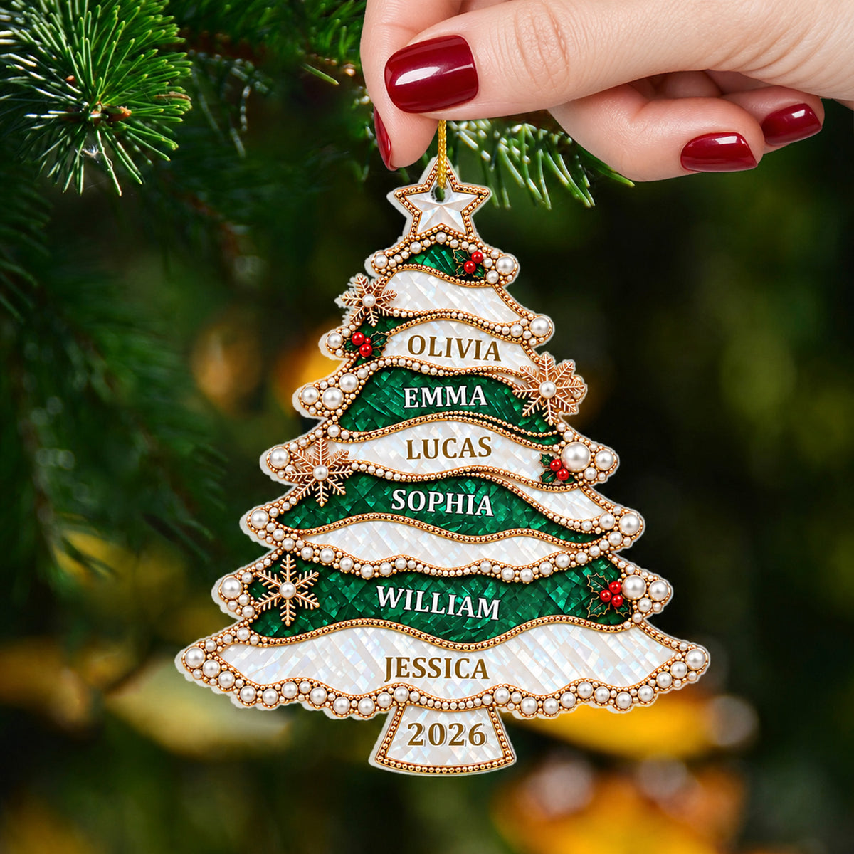 Our Christmas Tree - Personalized Ornament, Custom Multiple Names &amp; Year, 2026 Family Christmas Keepsake