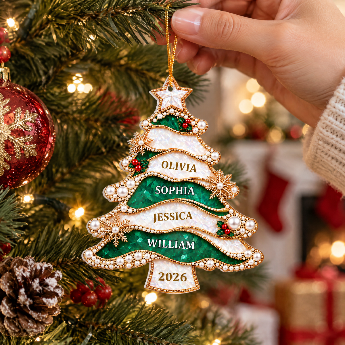 Our Christmas Tree - Personalized Ornament, Custom Multiple Names &amp; Year, 2026 Family Christmas Keepsake