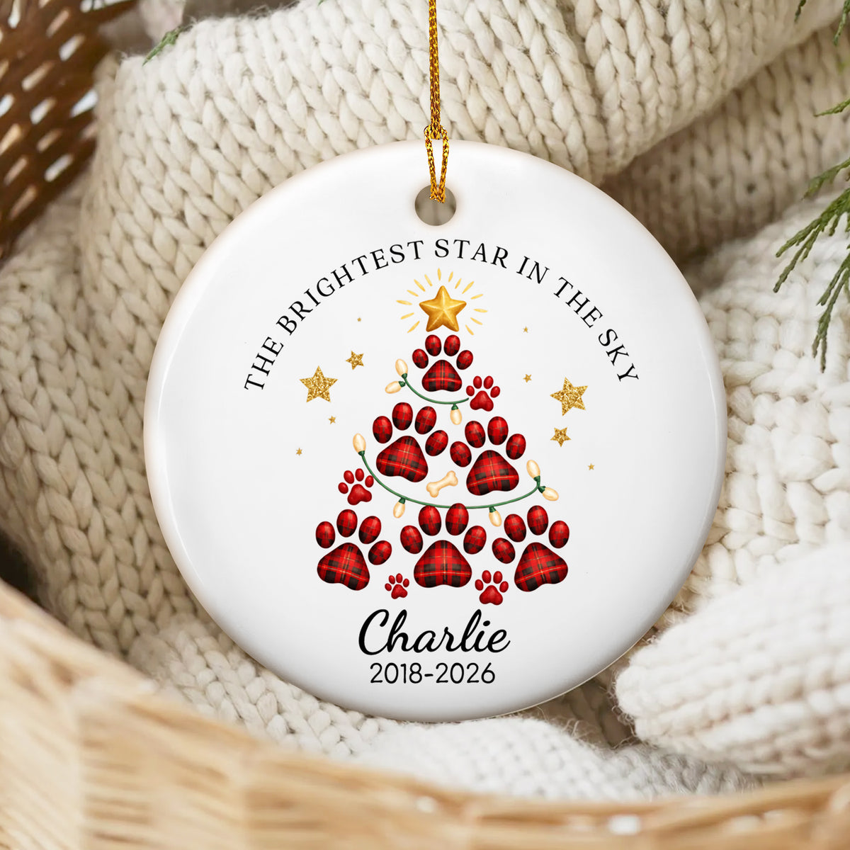 The Brightest Star In The Sky- Personalized Ceramic Ornament, Memorial Christmas Custom Dog Name