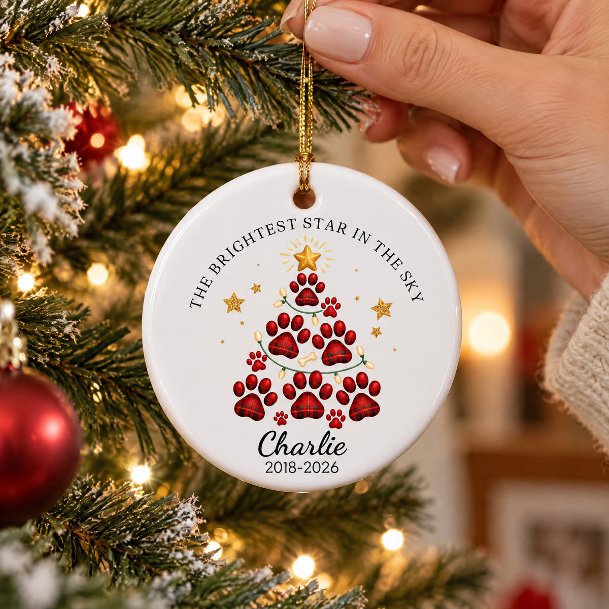 The Brightest Star In The Sky- Personalized Ceramic Ornament, Memorial Christmas Custom Dog Name