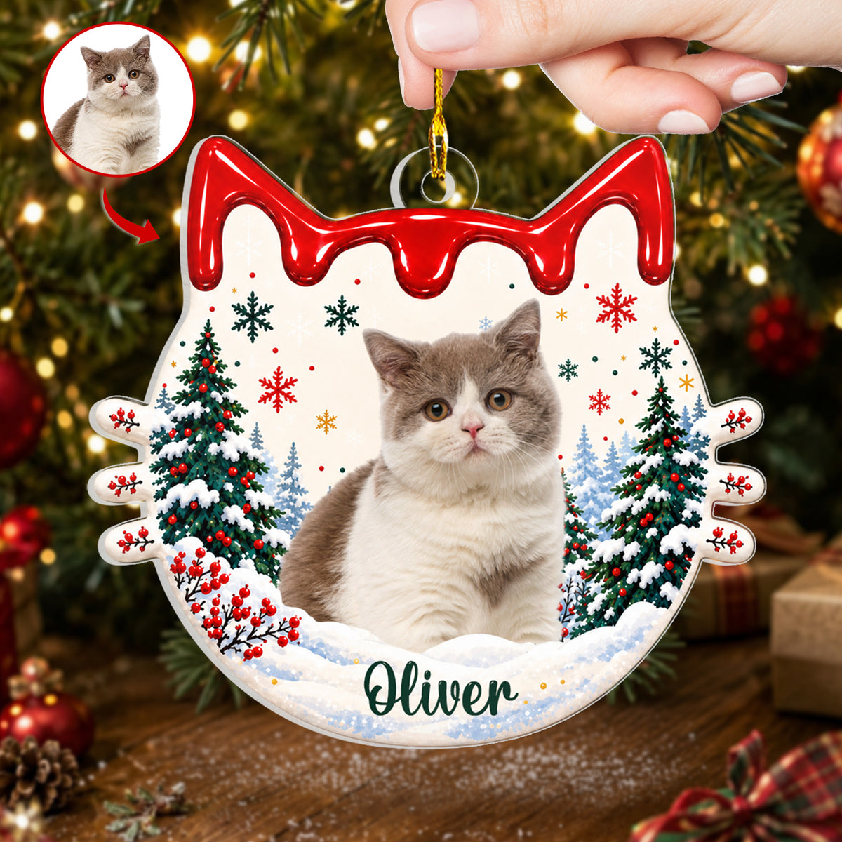 Personalized Pet Photo Christmas Snow Globe Ornament – Custom Dog Name Keepsake