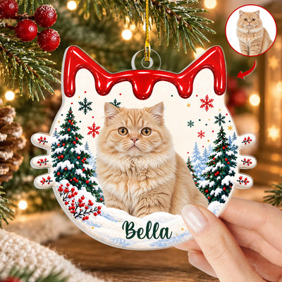 Personalized Pet Photo Christmas Snow Globe Ornament – Custom Dog Name Keepsake