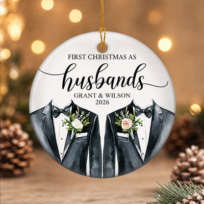 First Christmas As Husbands - Personalized Ornament, LGBT Christmas Gift, Wedding Keepsake Ornament(