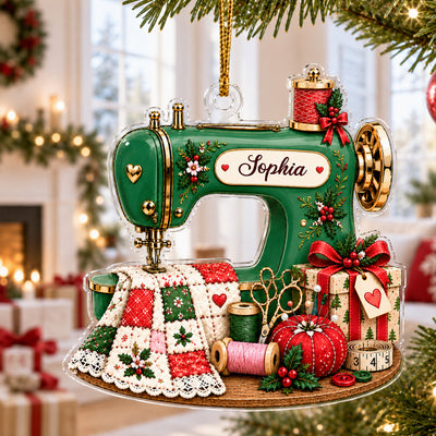 Sew Much Love This Christmas - Personalized Acrylic Ornament, Custom Name Sewing Christmas Ornament, Gift For Sewing Lovers
