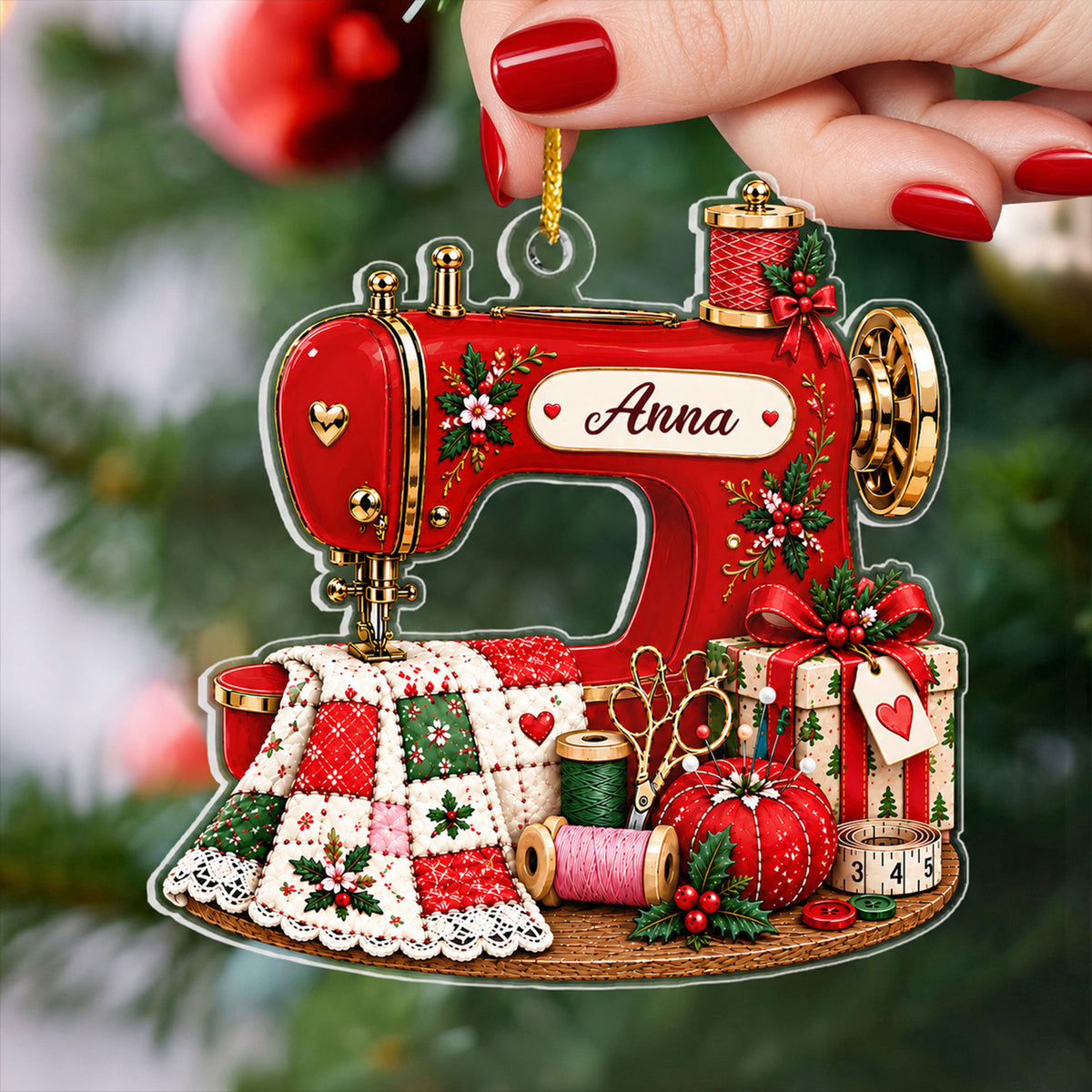 Sew Much Love This Christmas - Personalized Acrylic Ornament, Custom Name Sewing Christmas Ornament, Gift For Sewing Lovers