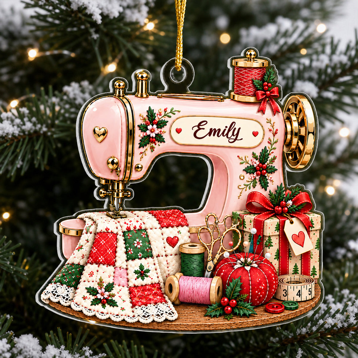 Sew Much Love This Christmas - Personalized Acrylic Ornament, Custom Name Sewing Christmas Ornament, Gift For Sewing Lovers