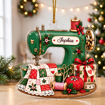 Sew Much Love This Christmas - Personalized Acrylic Ornament, Custom Name Sewing Christmas Ornament, Gift For Sewing Lovers