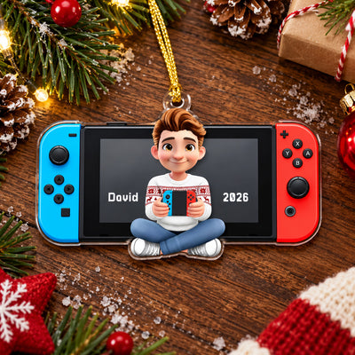 Best Player- Personalized Acrylic Ornament, Custom Name Gaming Ornament, Game Controller Ornament, Holiday Gift fof Game Lovers