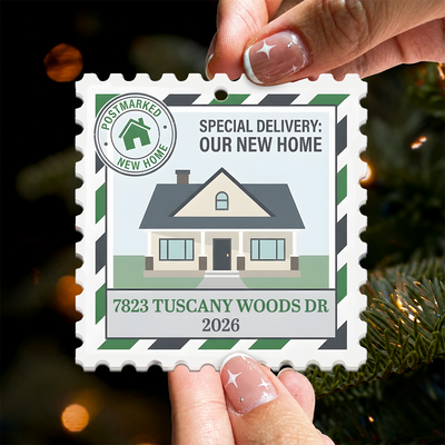 Our First Home Key Stamp - Personalized Acrylic Ornament