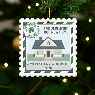 Our First Home Key Stamp - Personalized Acrylic Ornament
