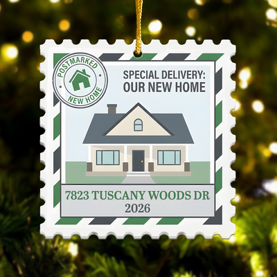 Our First Home Key Stamp - Personalized Acrylic Ornament