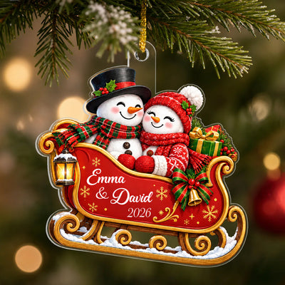 Couples Winter Sleigh - Personalized Ornament, Custom Couple Name Christmas Ornament, Gift for Couple