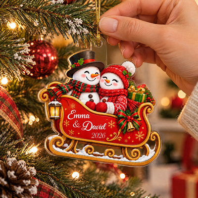 Couples Winter Sleigh - Personalized Ornament, Custom Couple Name Christmas Ornament, Gift for Couple