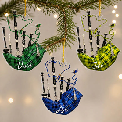 A Little Piece of Scotland to Keep Close at Christmas - Personalized Acrylic Ornament, Custom Name Tartan Christmas Gift