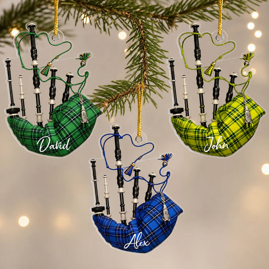 A Little Piece of Scotland to Keep Close at Christmas - Personalized Acrylic Ornament, Custom Name Tartan Christmas Gift