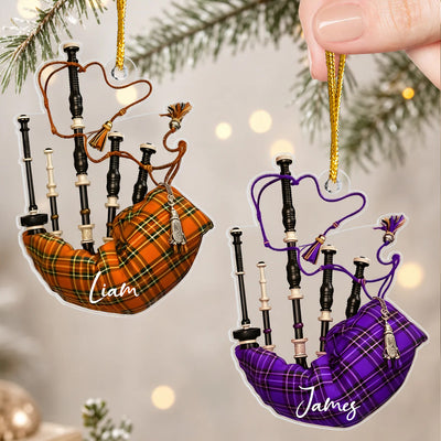 A Little Piece of Scotland to Keep Close at Christmas - Personalized Acrylic Ornament, Custom Name Tartan Christmas Gift