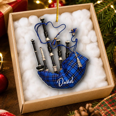 A Little Piece of Scotland to Keep Close at Christmas - Personalized Acrylic Ornament, Custom Name Tartan Christmas Gift