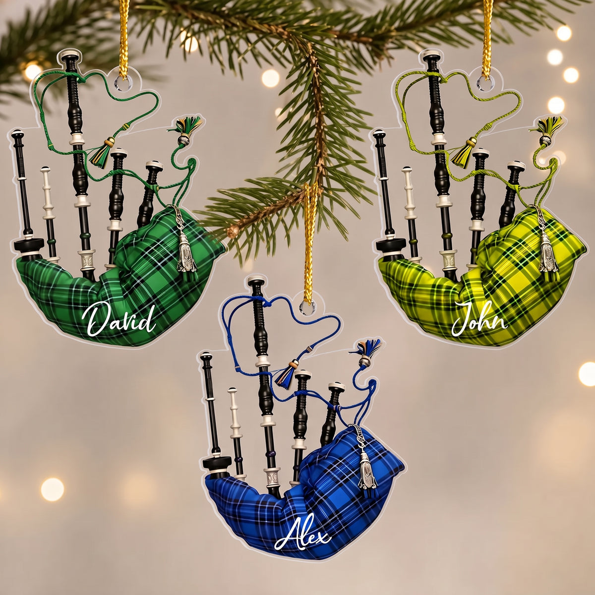 A Little Piece of Scotland to Keep Close at Christmas - Personalized Acrylic Ornament, Custom Name Tartan Christmas Gift
