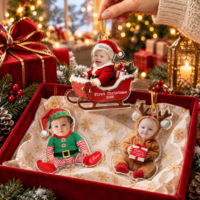 Our Little Christmas Miracle - Personalized Acrylic Ornament, Custom Photo & Name First Christmas Keepsake Gift