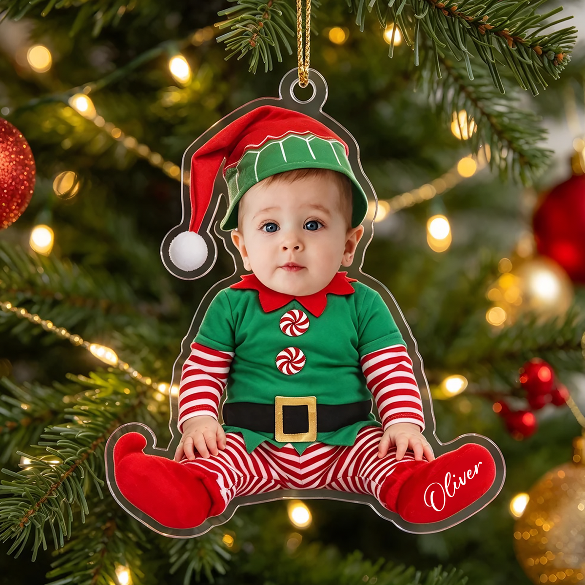 Our Little Christmas Miracle - Personalized Acrylic Ornament, Custom Photo &amp; Name First Christmas Keepsake Gift