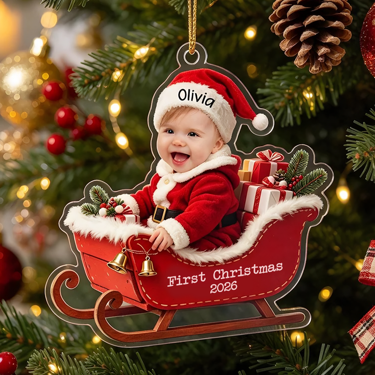 Our Little Christmas Miracle - Personalized Acrylic Ornament, Custom Photo &amp; Name First Christmas Keepsake Gift