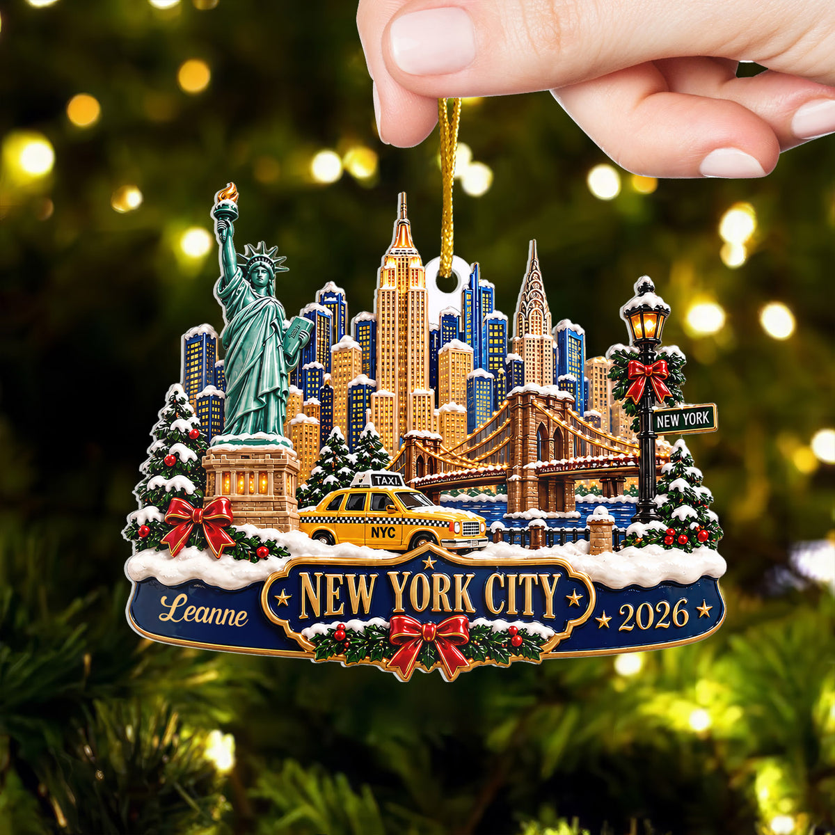 Meet Me Under The City Lights - Personalized Ornament, Custom Name New York Travel Ornament, Christmas Keepsake