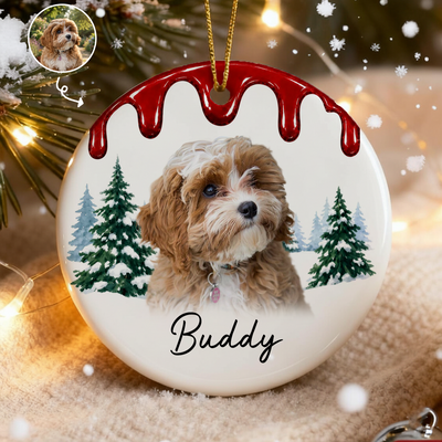 Personalized Pet Portrait Ornament - Dog First Christmas