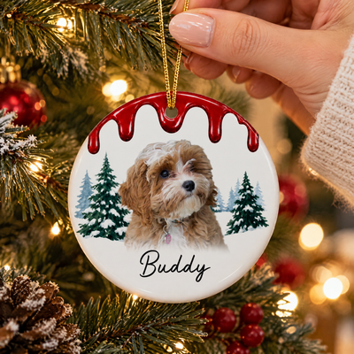 Personalized Pet Portrait Ornament - Dog First Christmas