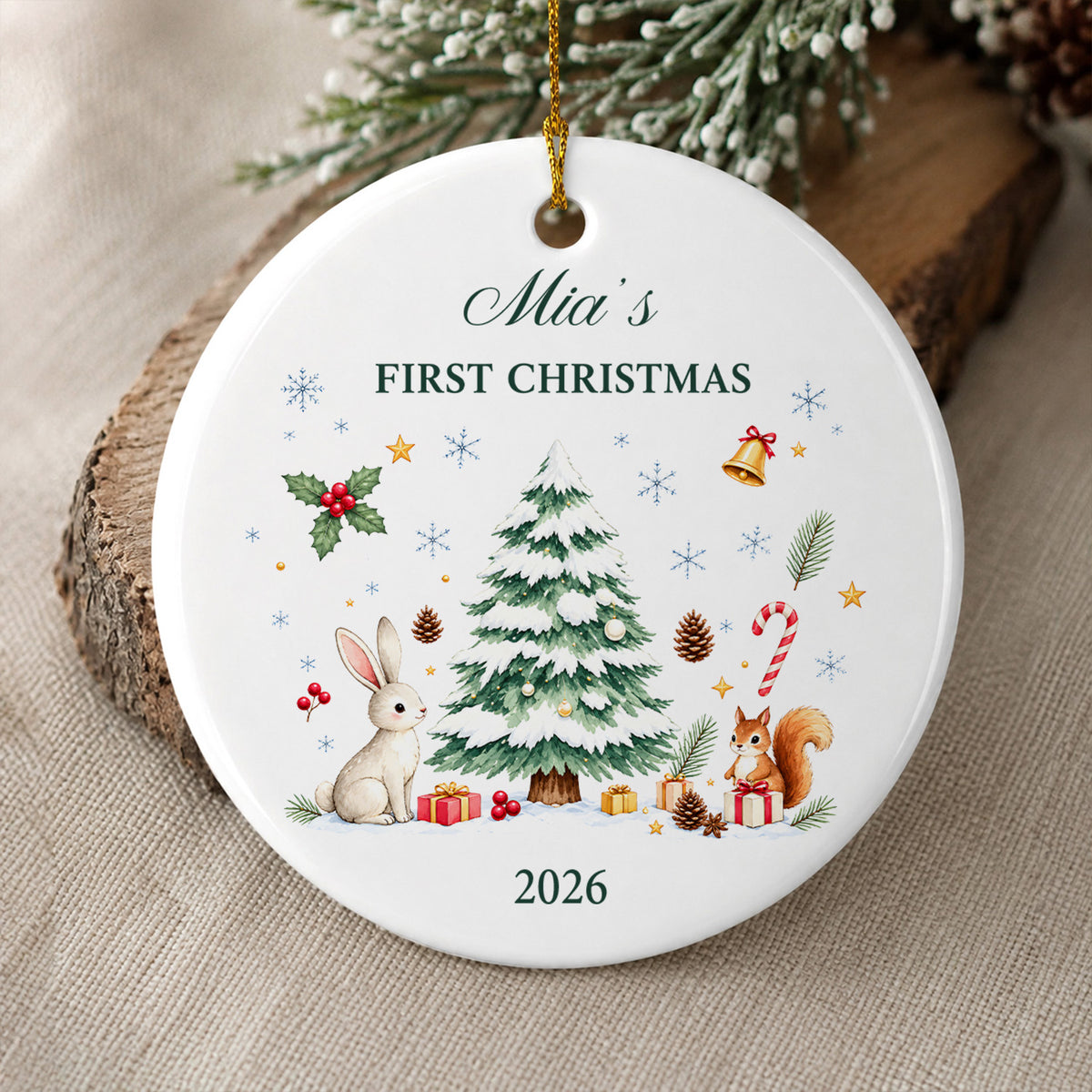 Baby's First Christmas - Personalized Ceramic Ornament,Keepsake Christmas Bauble Gift,  Baby's 1st Christmas Decoration,New Baby Gift