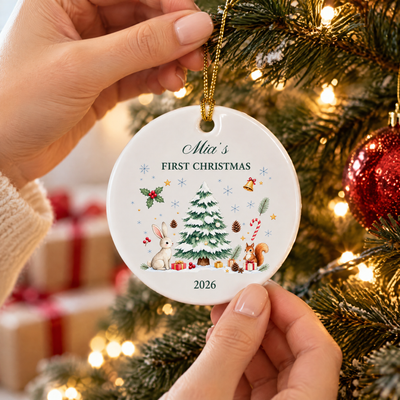 Baby's First Christmas - Personalized Ceramic Ornament,Keepsake Christmas Bauble Gift,  Baby's 1st Christmas Decoration,New Baby Gift