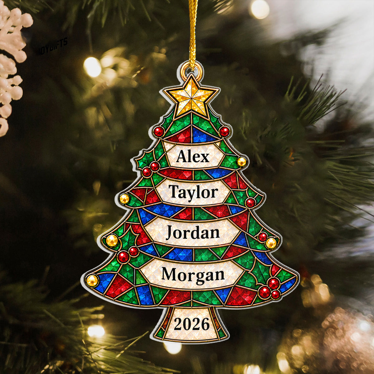 Personalized Family Names Acrylic Christmas Tree Ornament