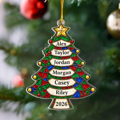 Personalized Family Names Acrylic Christmas Tree Ornament