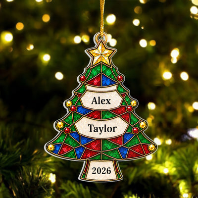 Personalized Family Names Acrylic Christmas Tree Ornament