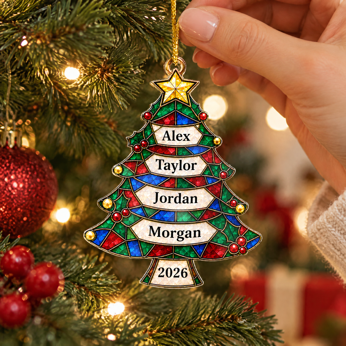 Personalized Family Names Acrylic Christmas Tree Ornament