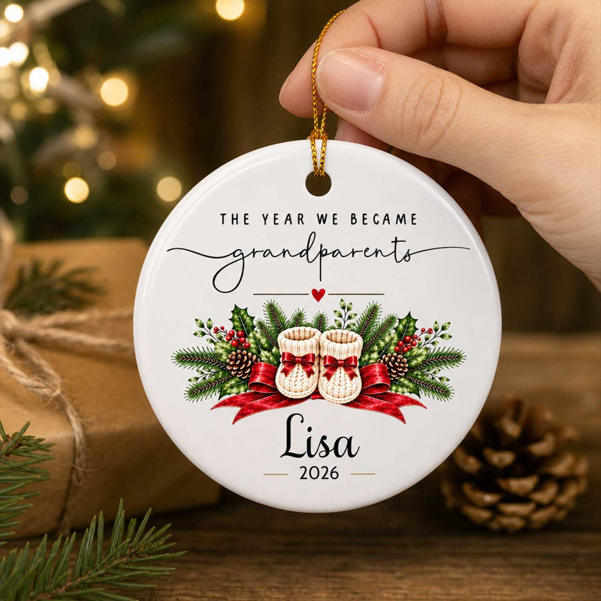 First Christmas With Baby - Personalized Ornament, Custom Grandparents Christmas Ornament, First Time Grandparent Gift