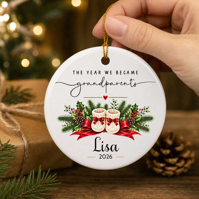 First Christmas With Baby - Personalized Ornament, Custom Grandparents Christmas Ornament, First Time Grandparent Gift