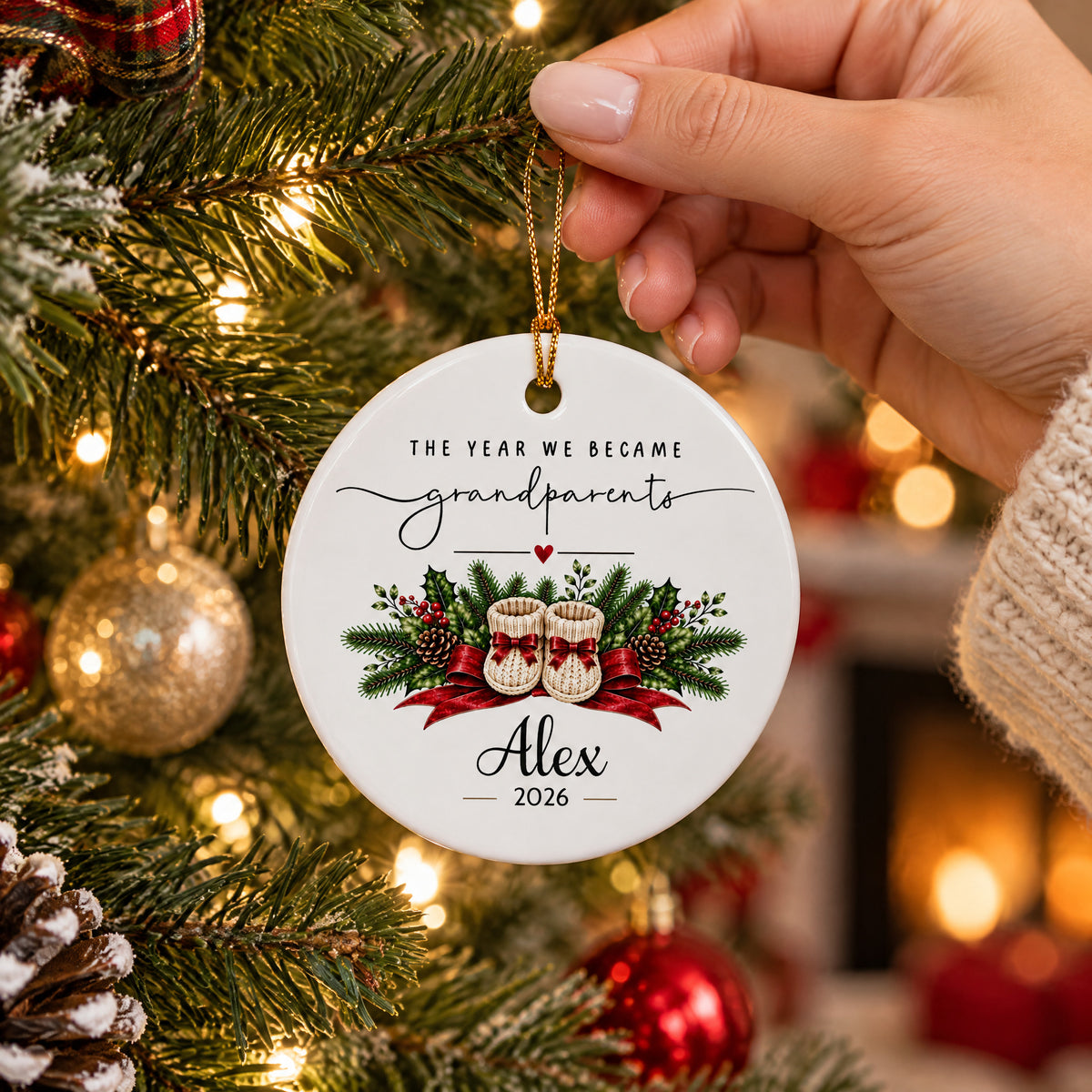 First Christmas With Baby - Personalized Ornament, Custom Grandparents Christmas Ornament, First Time Grandparent Gift