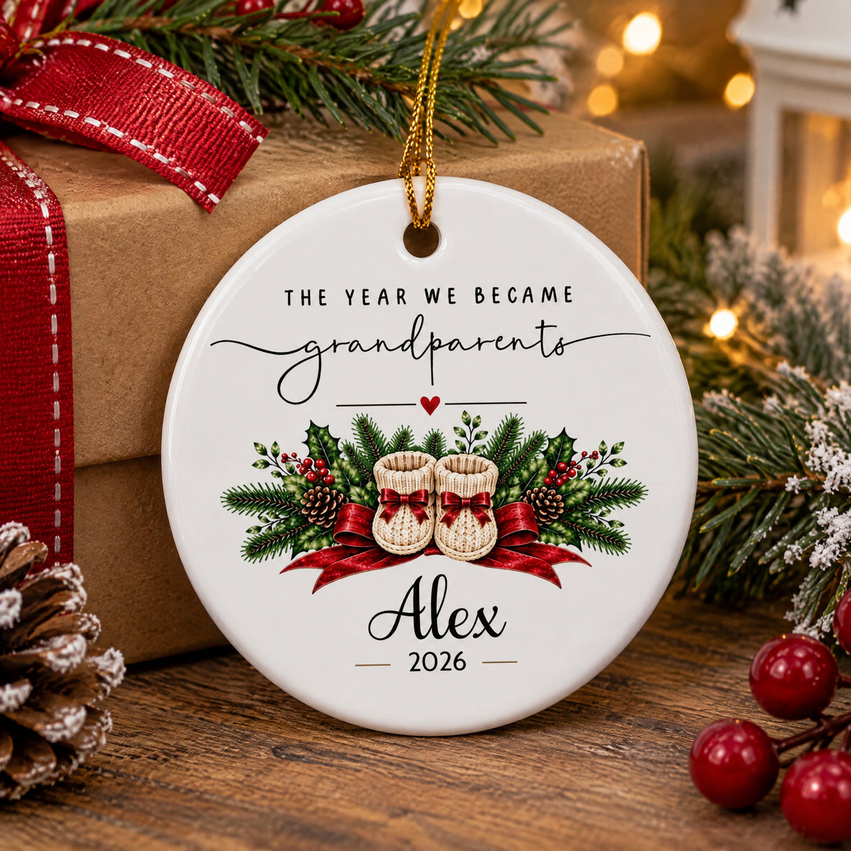 First Christmas With Baby - Personalized Ornament, Custom Grandparents Christmas Ornament, First Time Grandparent Gift