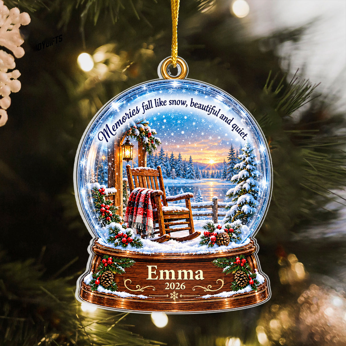 Memories Fall Like Snow, Beautiful And Quiet, Personalized Acrylic Ornament, Snow Globe Memorial Keepsake Acrylic  Ornament