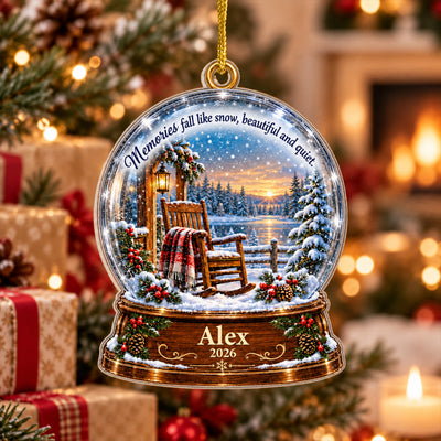 Memories Fall Like Snow, Beautiful And Quiet, Personalized Acrylic Ornament, Snow Globe Memorial Keepsake Acrylic  Ornament