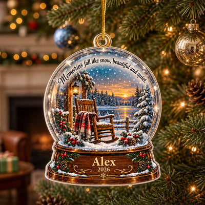 Memories Fall Like Snow, Beautiful And Quiet, Personalized Acrylic Ornament, Snow Globe Memorial Keepsake Acrylic  Ornament