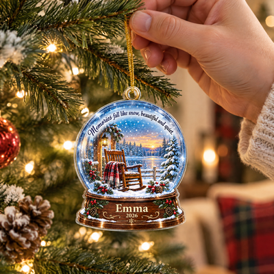 Memories Fall Like Snow, Beautiful And Quiet, Personalized Acrylic Ornament, Snow Globe Memorial Keepsake Acrylic  Ornament