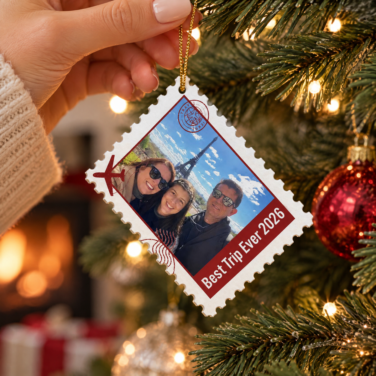 Postage Stamp Memory Photo - Personalized Acrylic Ornament