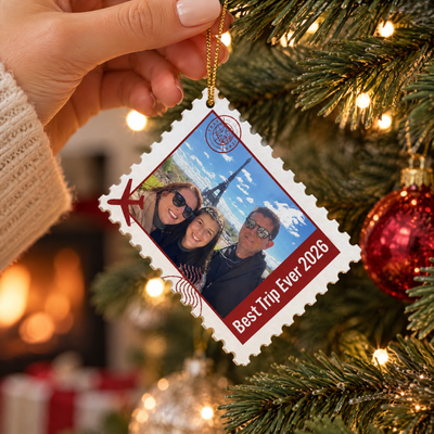 Postage Stamp Memory Photo - Personalized Acrylic Ornament