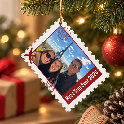 Postage Stamp Memory Photo - Personalized Acrylic Ornament