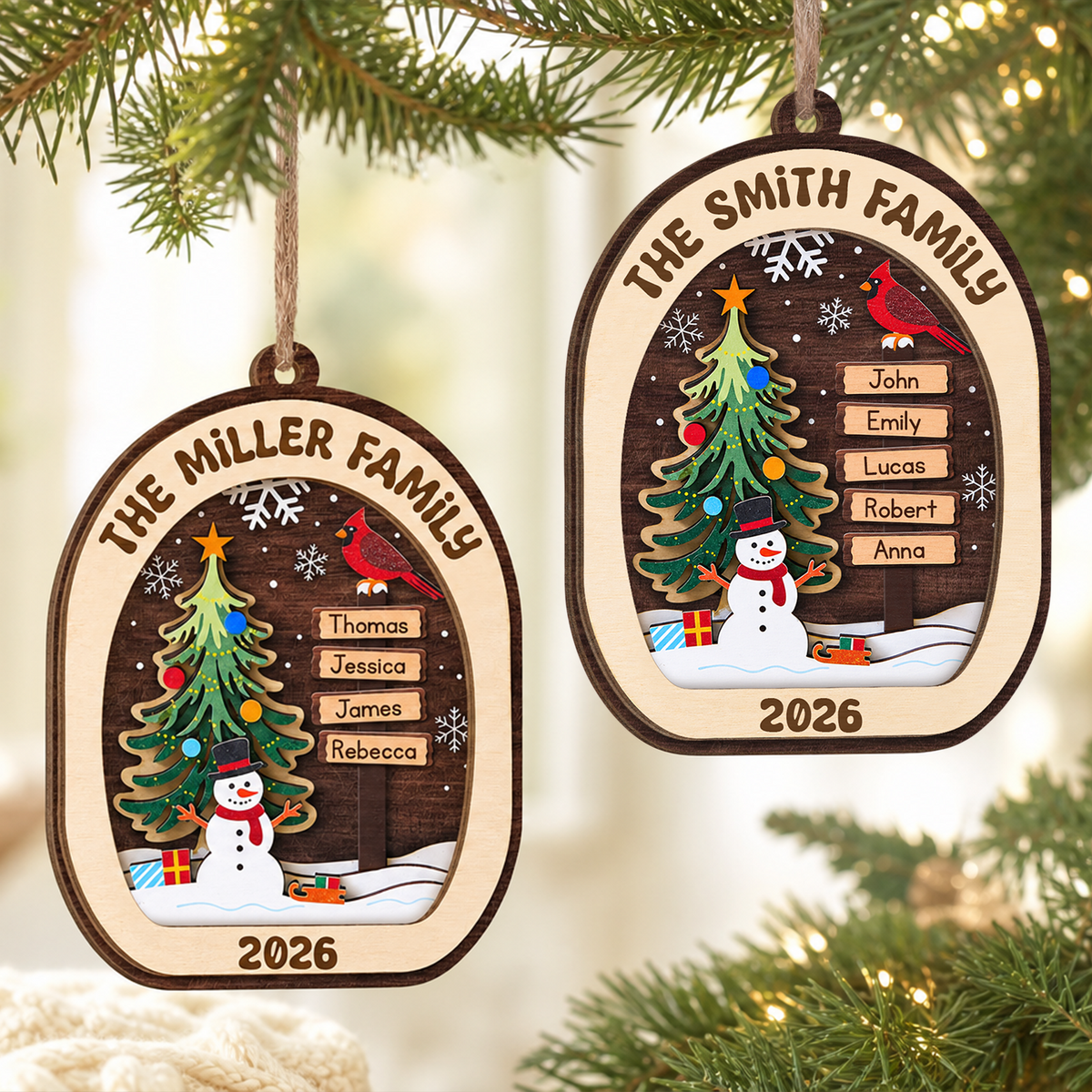 Our Holiday Family - Personalized 2 Layer Wooden Ornament, Gift For Family, Christmas Gift