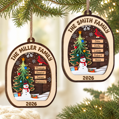 Our Holiday Family - Personalized 2 Layer Wooden Ornament, Gift For Family, Christmas Gift