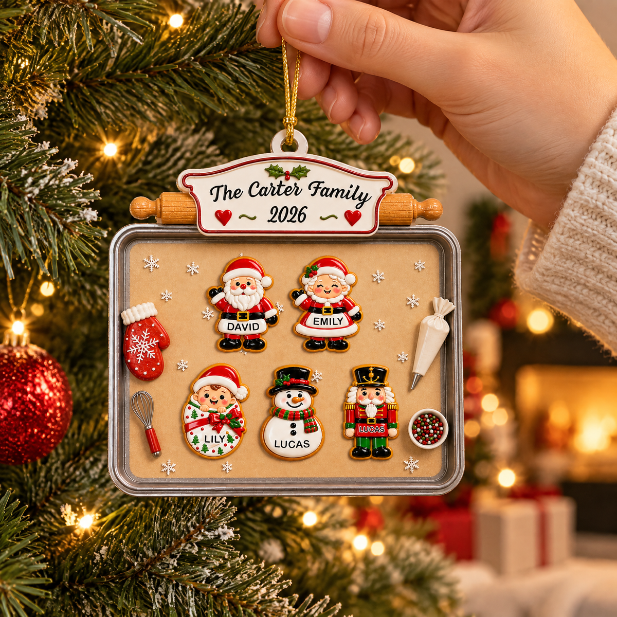 Family &amp; Pet Christmas Cookie Tray - Personalized Acrylic Ornament, Acrylic Baking Keepsake, Personalized Family Gift 2026